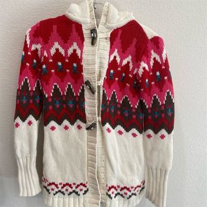 Old Navy Kids Fair Isle Hooded Cardigan Jacket Size 5 Multicolor